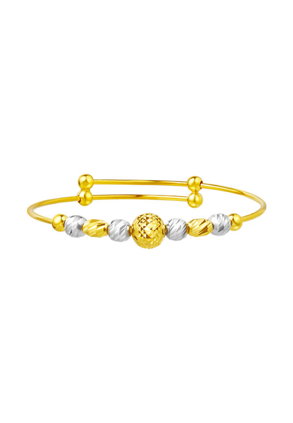 TOMEI Dual-Tone Bead Bangle For Kid, Yellow Gold 916