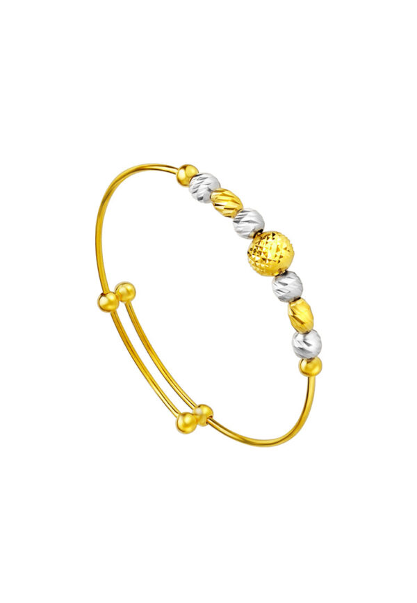 TOMEI Dual-Tone Bead Bangle For Kid, Yellow Gold 916