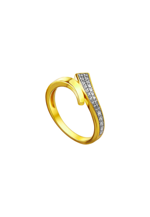 TOMEI Diamond Cut Collection Curved Line Ring, Yellow Gold 916