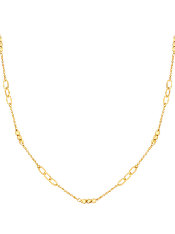 TOMEI Etched Bead Link Necklace, Yellow Gold 916