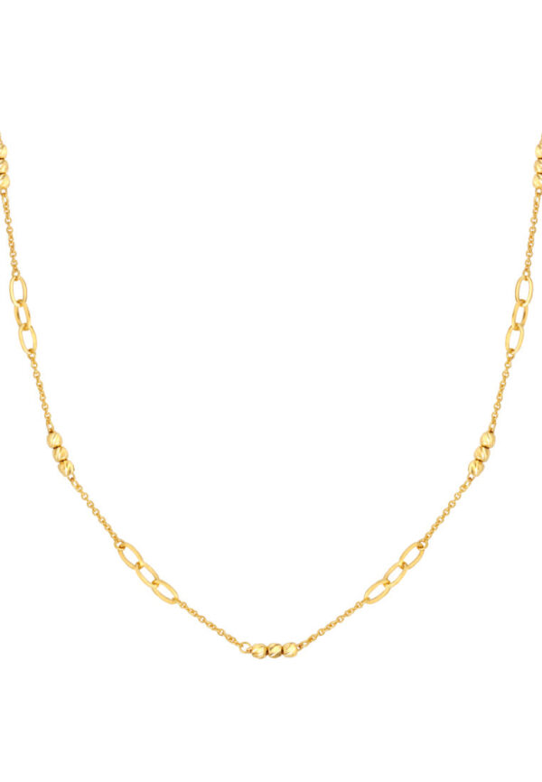 TOMEI Etched Bead Link Necklace, Yellow Gold 916