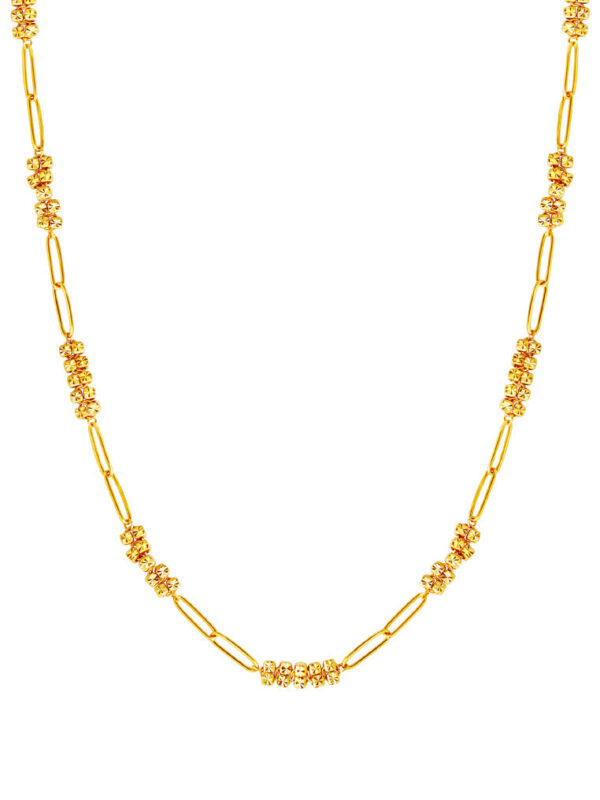 TOMEI Etched Quartet Chain Link Necklace, Yellow Gold 916