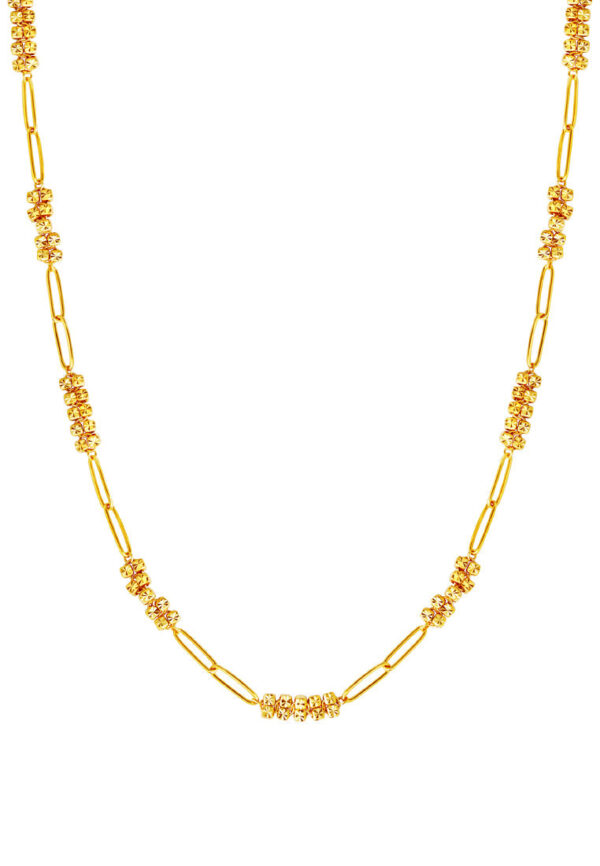 TOMEI Etched Quartet Chain Link Necklace, Yellow Gold 916