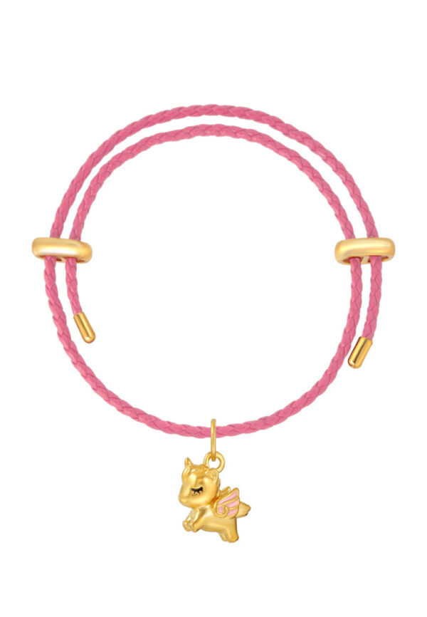 TOMEI Pink Wing Unicorn Charm, Yellow Gold 999 (5D)