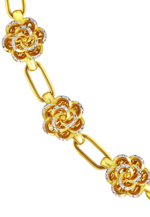 TOMEI Dual-Tone Blooming Flower Bracelet, Yellow Gold 916