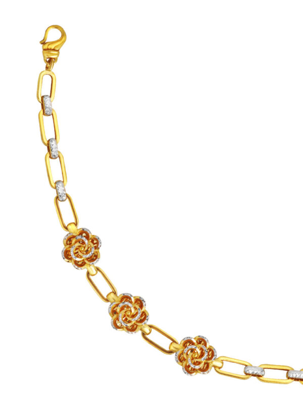 TOMEI Dual-Tone Blooming Flower Bracelet, Yellow Gold 916