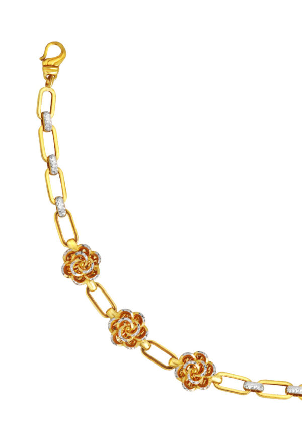 TOMEI Dual-Tone Blooming Flower Bracelet, Yellow Gold 916