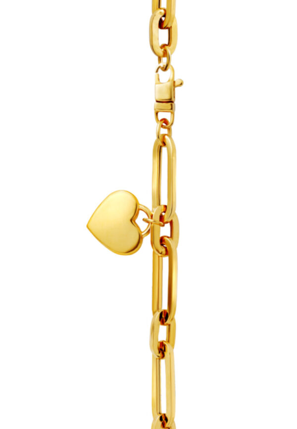 TOMEI Lusso Italia Solo Heart Chain Link Bracelet, Yellow Gold 916