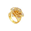 TOMEI Dual-Tone Blooming Flower Ring, Yellow Gold 916