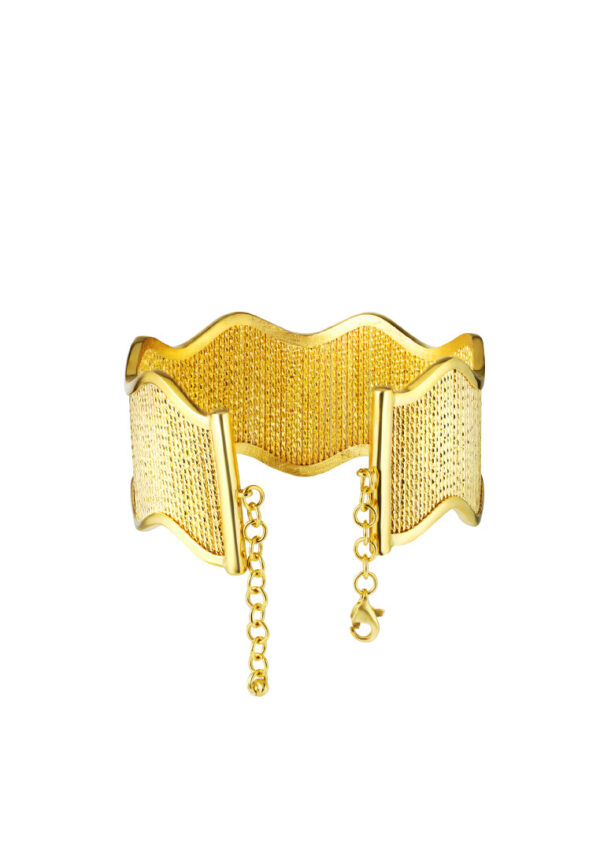 TOMEI Lusso Italia Wide Wave Bangle, Yellow Gold 916