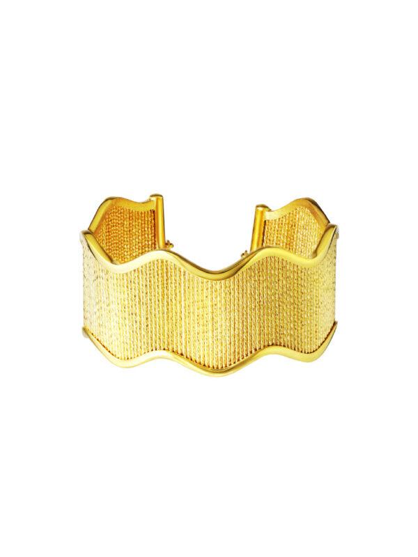TOMEI Lusso Italia Wide Wave Bangle, Yellow Gold 916