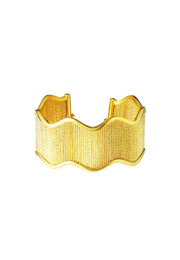 TOMEI Lusso Italia Wide Wave Bangle, Yellow Gold 916