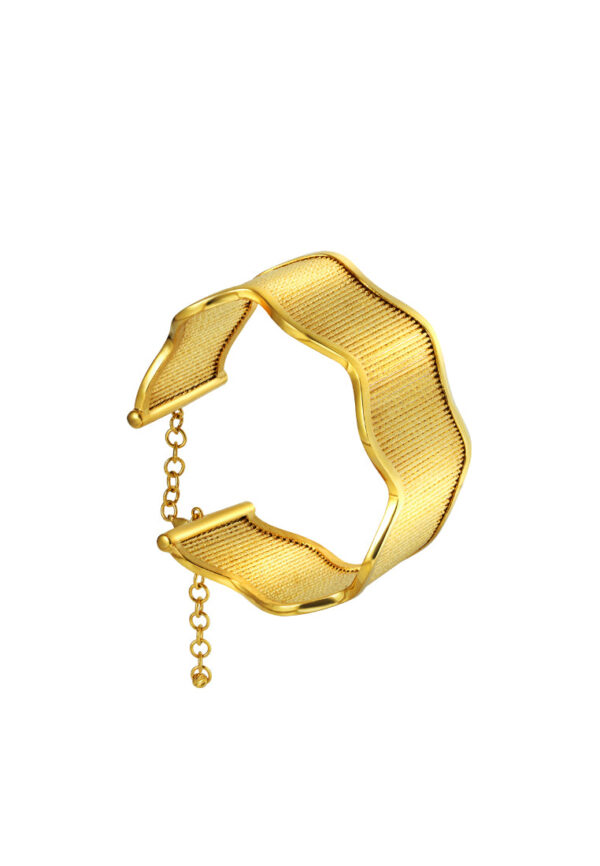 TOMEI Lusso Italia Wide Wave Bangle, Yellow Gold 916