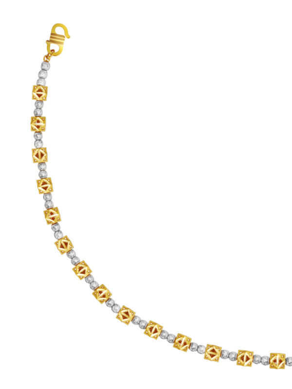 TOMEI Dual-Tone Hexagon Ball Bracelet, Yellow Gold 916