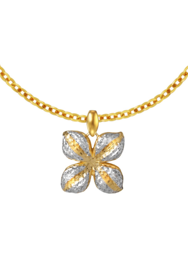 TOMEI Dual-Tone Flower Pendant, Yellow Gold 916