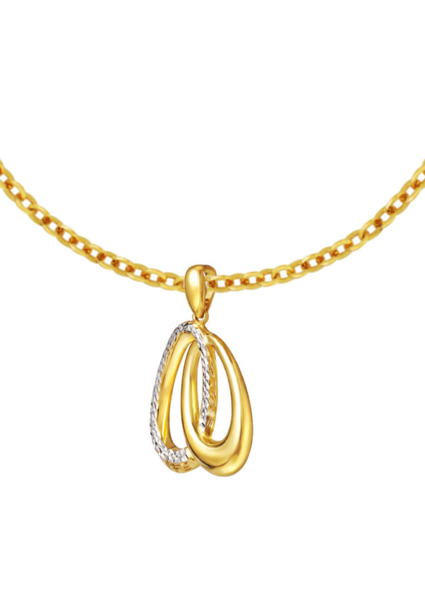 TOMEI Dual-Tone Oval Pendant, Yellow Gold 916