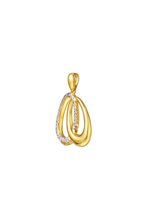TOMEI Dual-Tone Oval Pendant, Yellow Gold 916