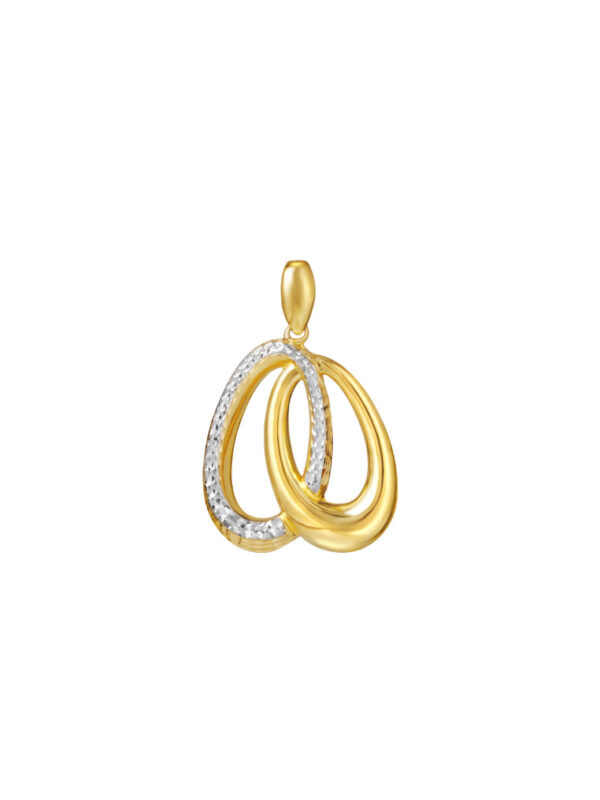TOMEI Dual-Tone Oval Pendant, Yellow Gold 916