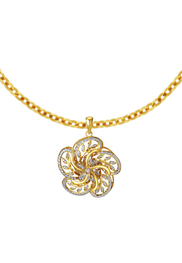 TOMEI Dual-Tone Blooming Flower Pendant, Yellow Gold 916