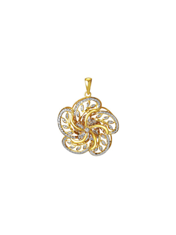 TOMEI Dual-Tone Blooming Flower Pendant, Yellow Gold 916