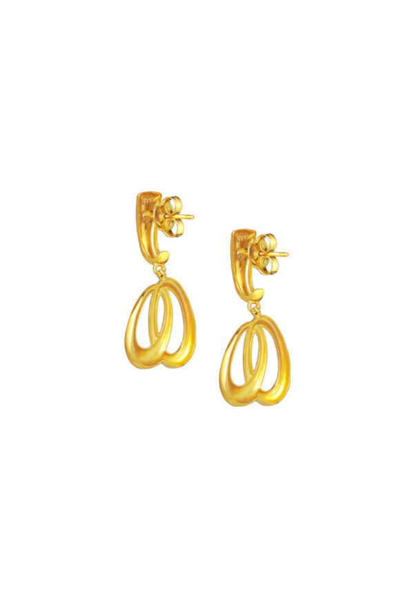 TOMEI Dual-Tone Dangling Oval Earrings, Yellow Gold 916