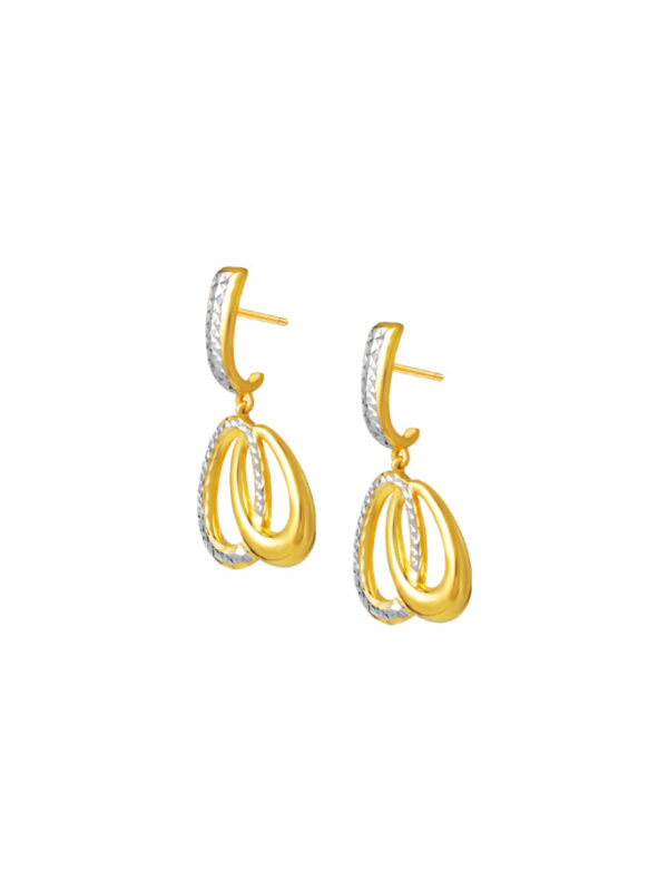 TOMEI Dual-Tone Dangling Oval Earrings, Yellow Gold 916
