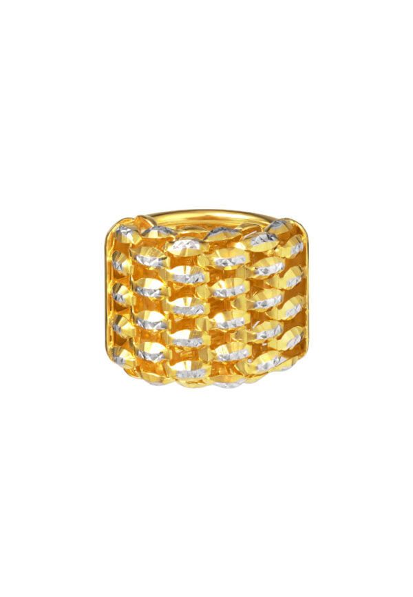 TOMEI Glimmering Layered Ring, Yellow Gold 916