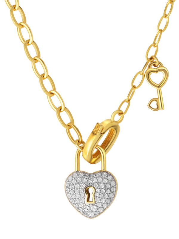 TOMEI Diamond Cut Collection Love Lock Necklace, Yellow Gold 916