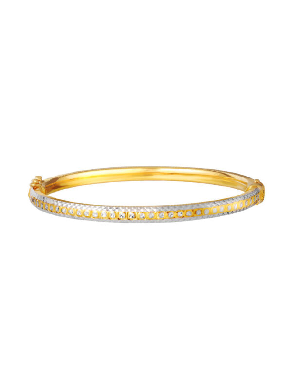 TOMEI Dual-Tone Thin Bangle, Yellow Gold 916
