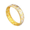 TOMEI Dual-Tone Line Patterned Bangle, Yellow Gold 916
