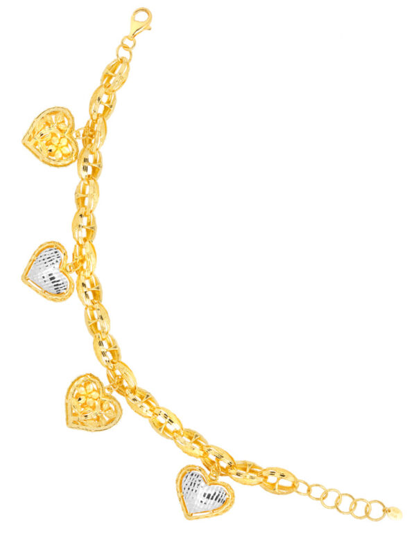 TOMEI Dual-Tone Heart Bracelet, Yellow Gold 916