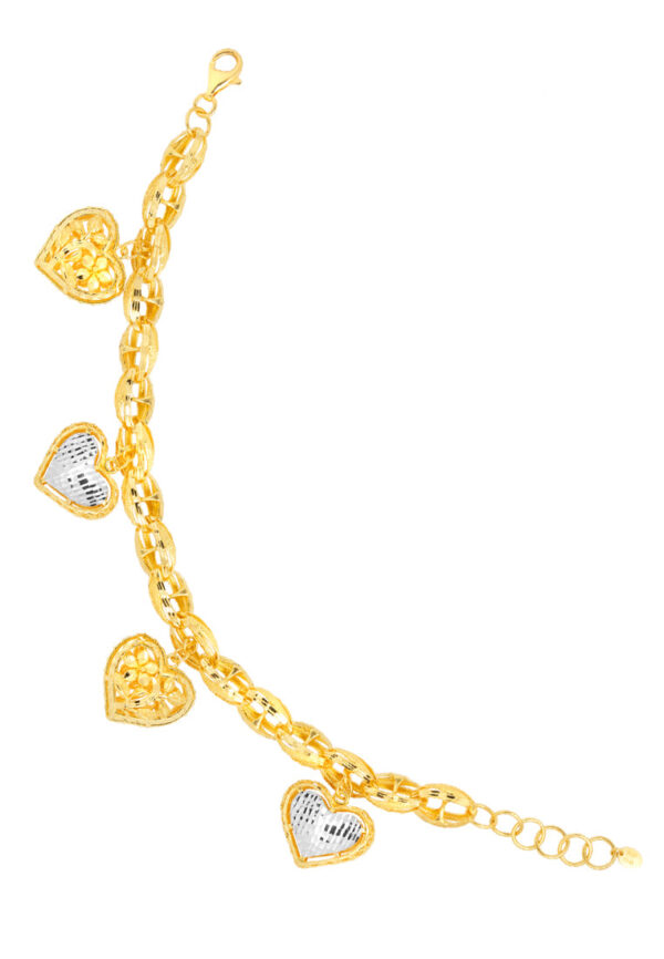 TOMEI Dual-Tone Heart Bracelet, Yellow Gold 916