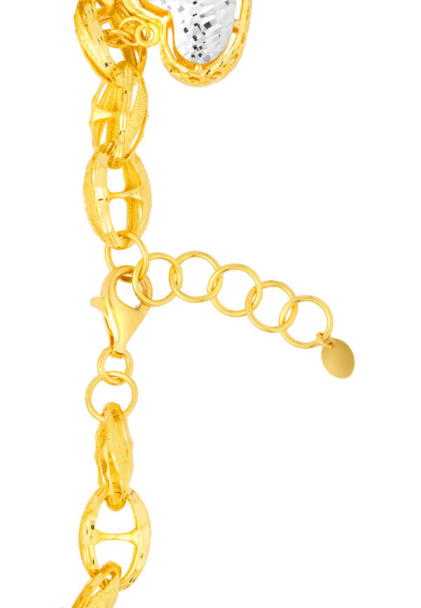 TOMEI Dual-Tone Heart Bracelet, Yellow Gold 916