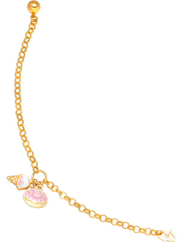 TOMEI Kids Donut & Ice-Cream Bracelet, Yellow Gold 916