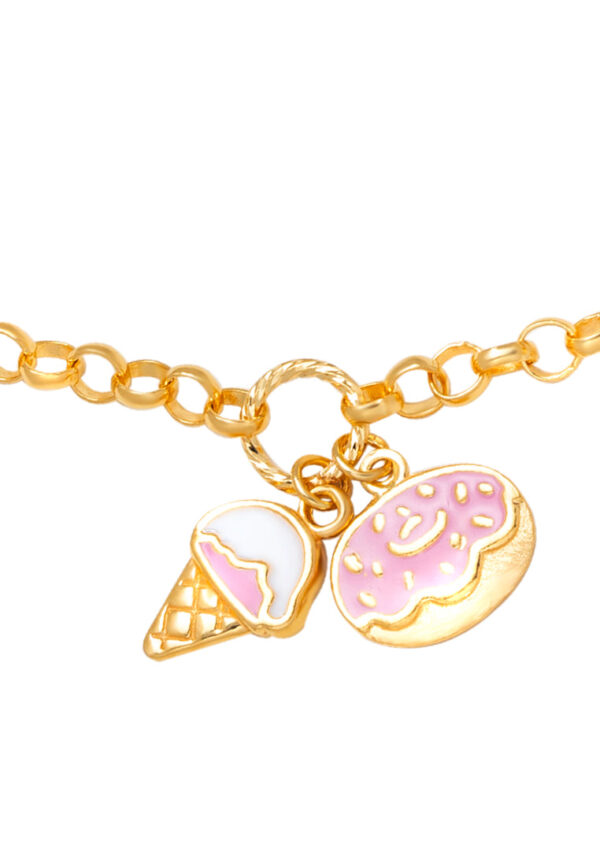 TOMEI Kids Donut & Ice-Cream Bracelet, Yellow Gold 916