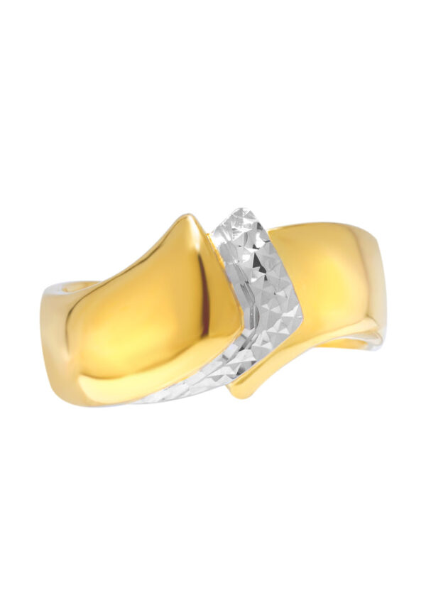 TOMEI Dual-Tone Wavy Ring, Yellow Gold 916