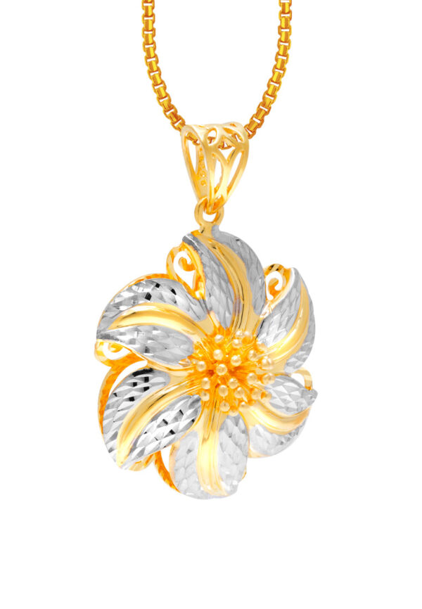 TOMEI Dual-Tone Enchanting Flower Pendant, Yellow Gold 916