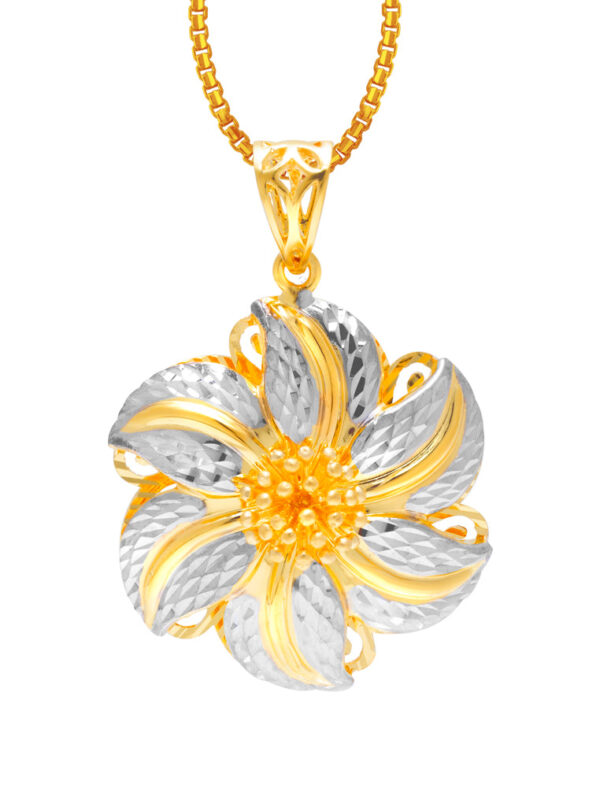TOMEI Dual-Tone Enchanting Flower Pendant, Yellow Gold 916