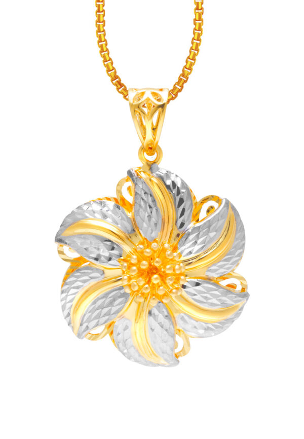 TOMEI Dual-Tone Enchanting Flower Pendant, Yellow Gold 916