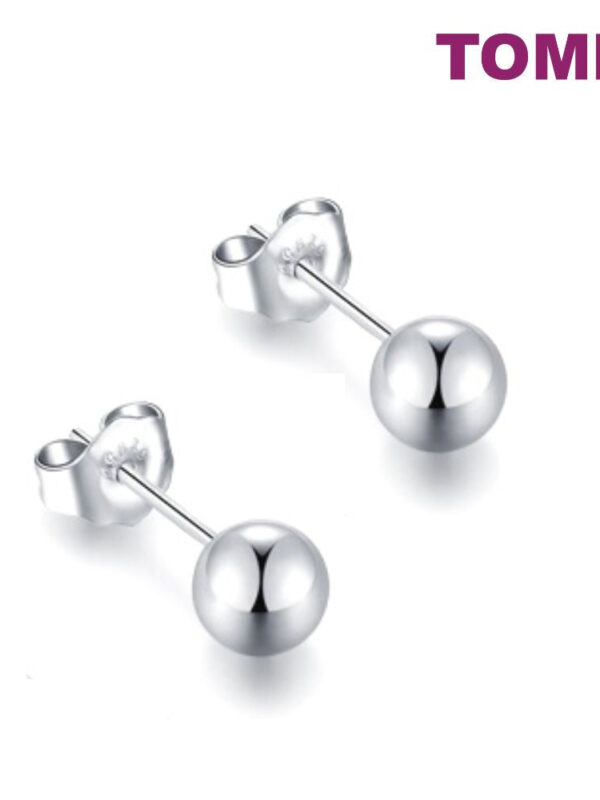 TOMEI Classic Round Stud Earrings, White Gold 585 (E1220)