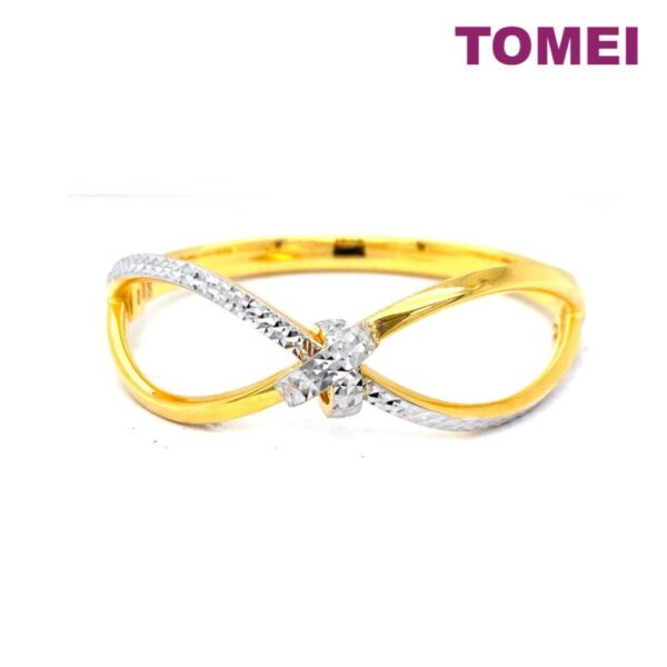 TOMEI Dual-Tone Ribbon Bangle, Yellow Gold 916