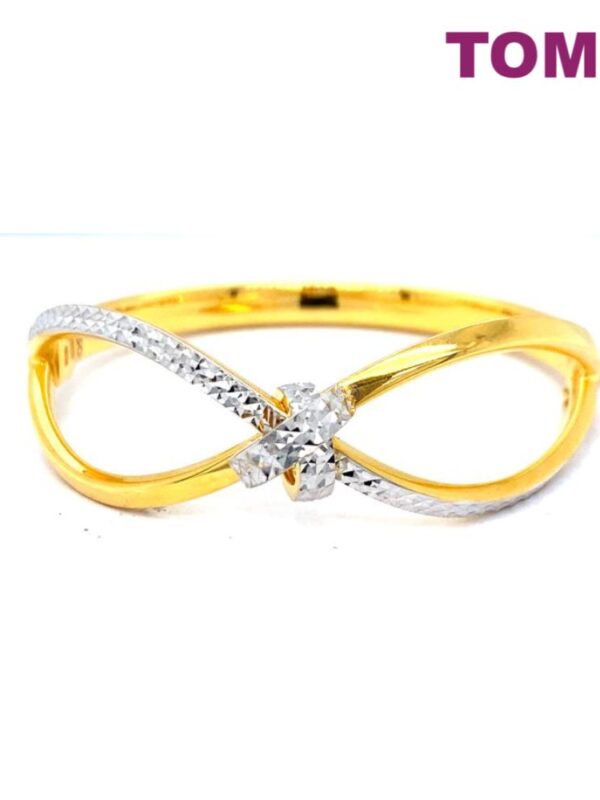 TOMEI Dual-Tone Ribbon Bangle, Yellow Gold 916