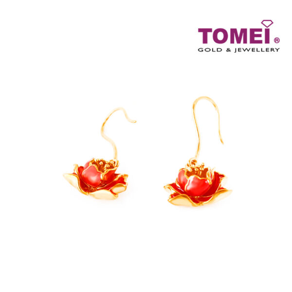 TOMEI Earrings of Fiery Floriated Delights, Yellow Gold 916 (9Q-YG1213E-EC) (5.68G)