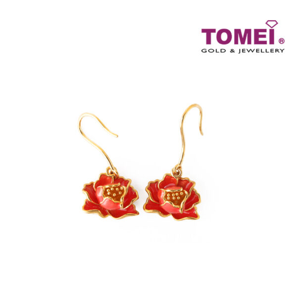 TOMEI Earrings of Fiery Floriated Delights, Yellow Gold 916 (9Q-YG1213E-EC) (5.68G)