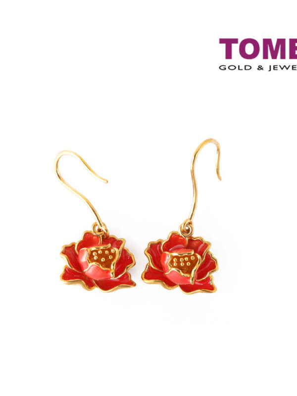 TOMEI Earrings of Fiery Floriated Delights, Yellow Gold 916 (9Q-YG1213E-EC) (5.68G)