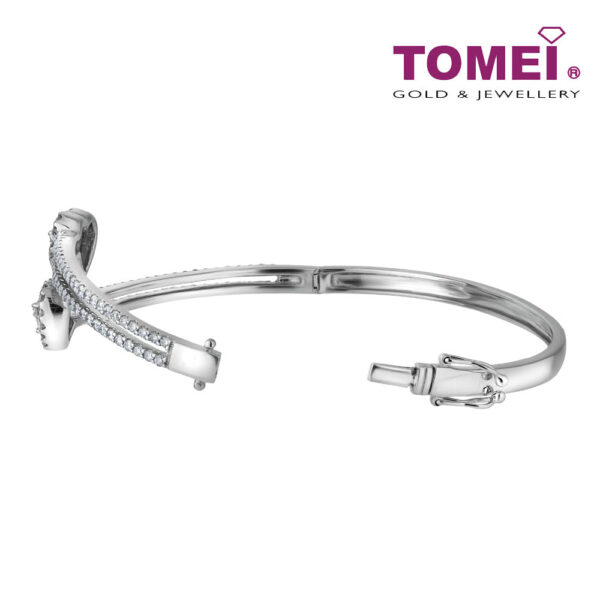 TOMEI Dwi-Hearts Diamond Bangle, White Gold 750 (B0303)