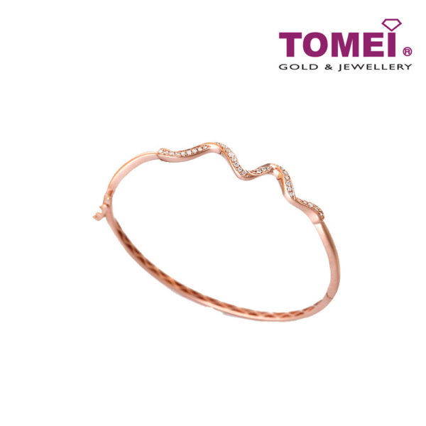 TOMEI Coruscating in Glitterati Wave Diamond Bangle, Rose Gold 585 (B1018R)