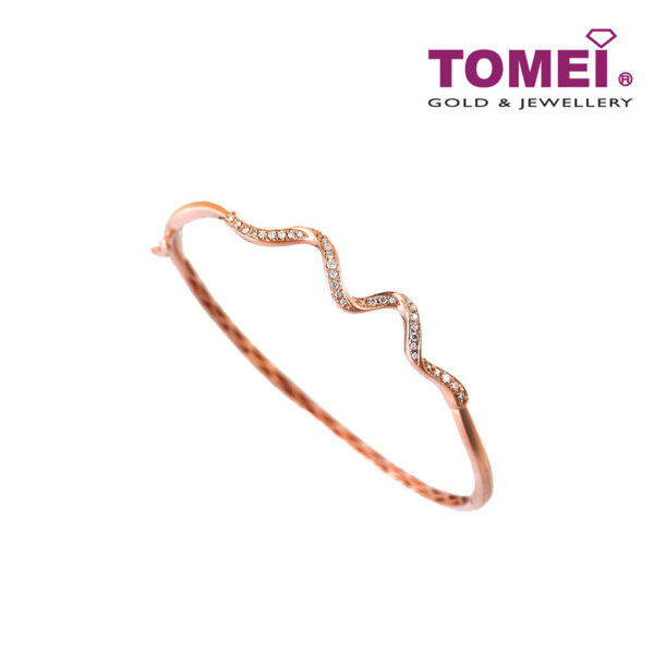 TOMEI Coruscating in Glitterati Wave Diamond Bangle, Rose Gold 585 (B1018R)