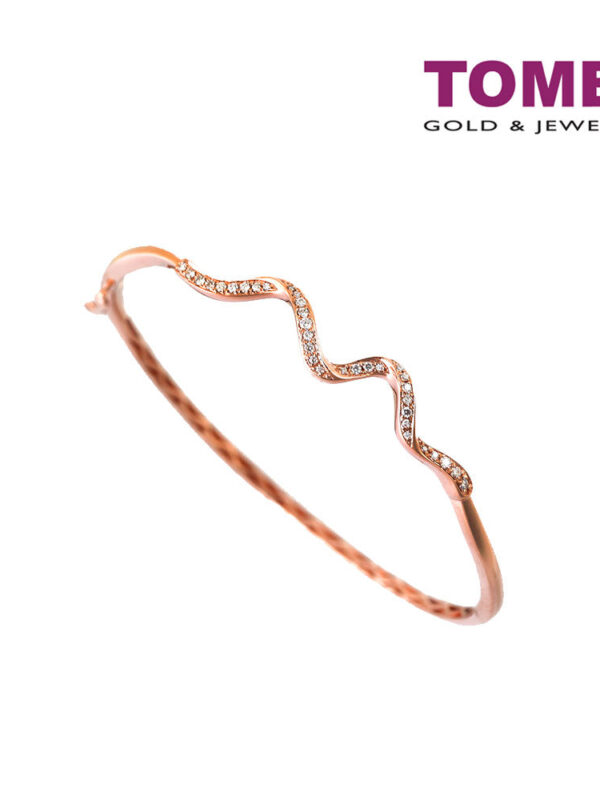 TOMEI Coruscating in Glitterati Wave Diamond Bangle, Rose Gold 585 (B1018R)
