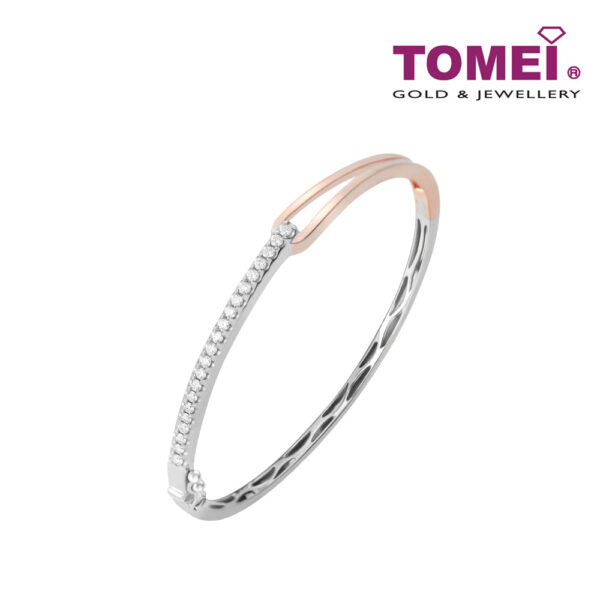 TOMEI Diamond Bangle I White+Rose Gold 585
